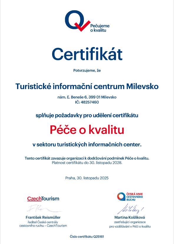 Foto Certifikát Péče o kvalitu platný do 30. 11. 2028