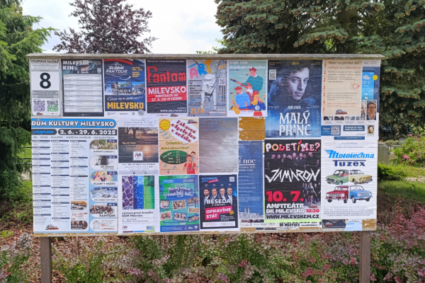 Foto výlepové plochy v Milevsku 8 DŮM KULTURY