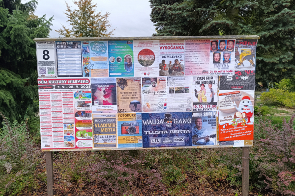 Foto výlepové plochy v Milevsku 8 DŮM KULTURY