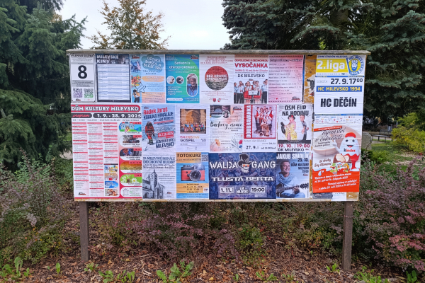 Foto výlepové plochy v Milevsku 8 DŮM KULTURY