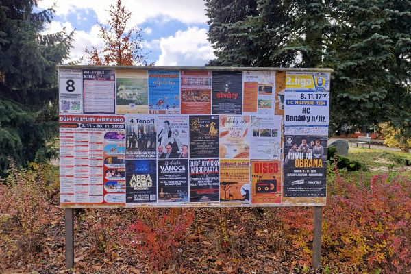 Foto výlepové plochy v Milevsku 8 DŮM KULTURY