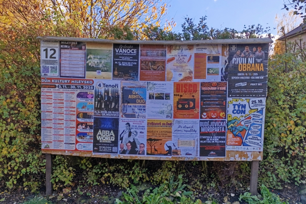 Foto výlepové plochy v Milevsku 12 STARÉ SÍDLIŠTĚ