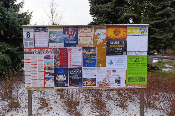Foto výlepové plochy v Milevsku 8 DŮM KULTURY