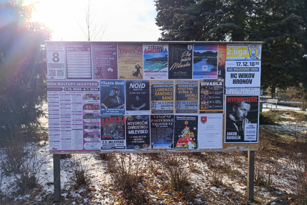 Foto výlepové plochy v Milevsku 8 DŮM KULTURY