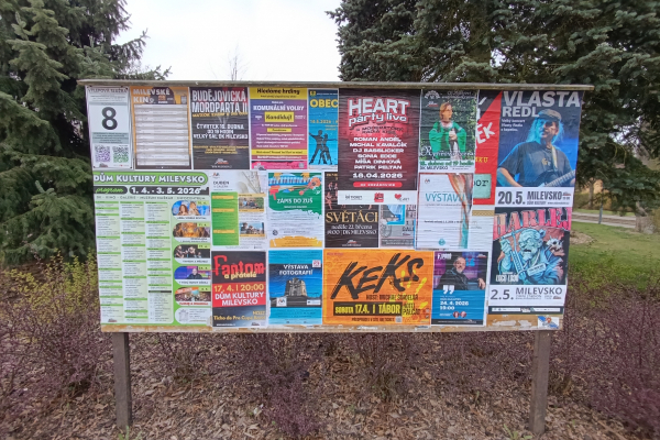 Foto výlepové plochy v Milevsku 8 DŮM KULTURY