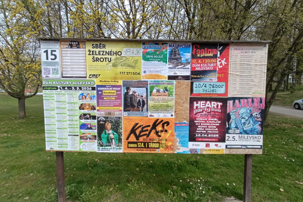 Foto výlepové plochy v Milevsku 15 U STADIONU