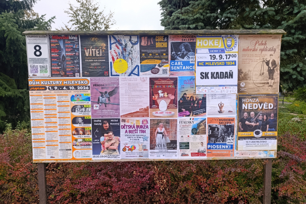 Foto výlepové plochy v Milevsku 8 DŮM KULTURY