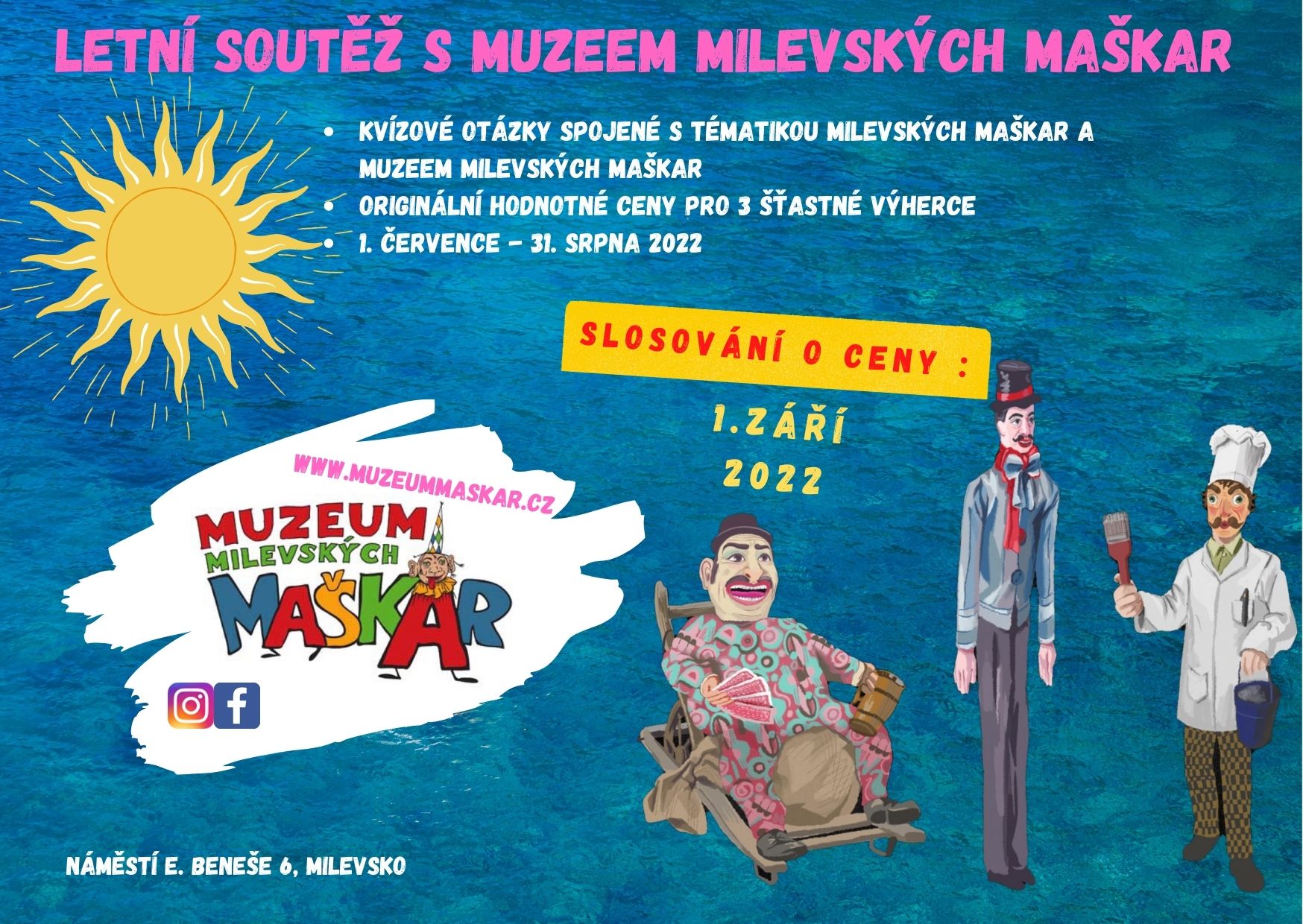 Plakát Letní soutěž s Muzeem milevských maškar