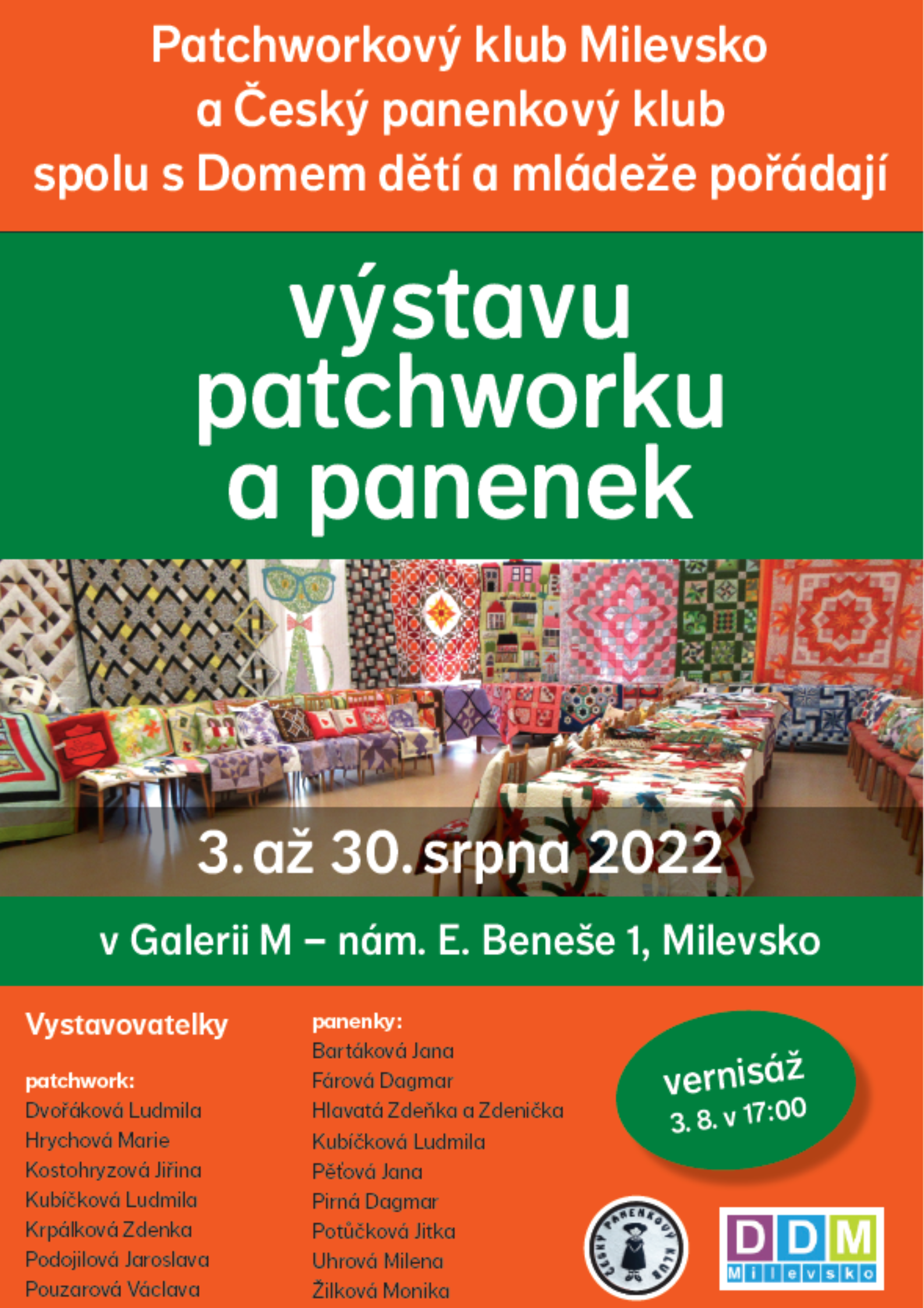 Plakát Vernisáž Výstavy patchworku a panenek