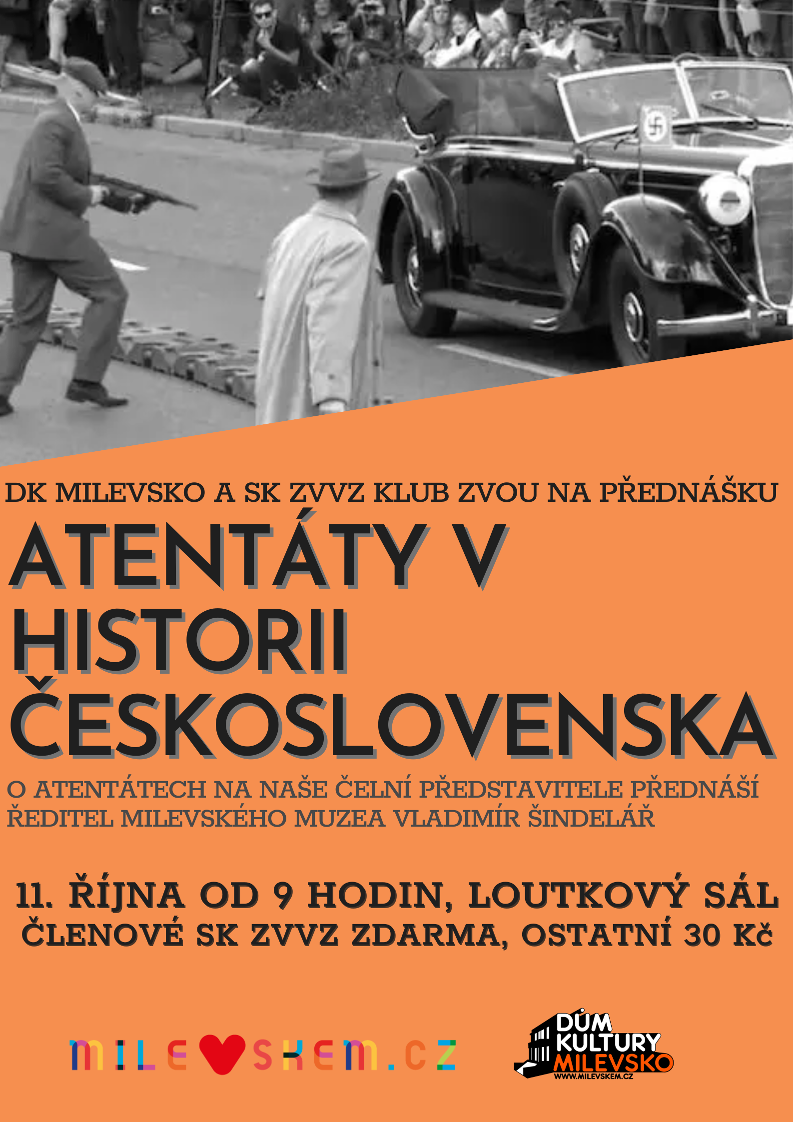 Plakát Atentáty v historii Československa