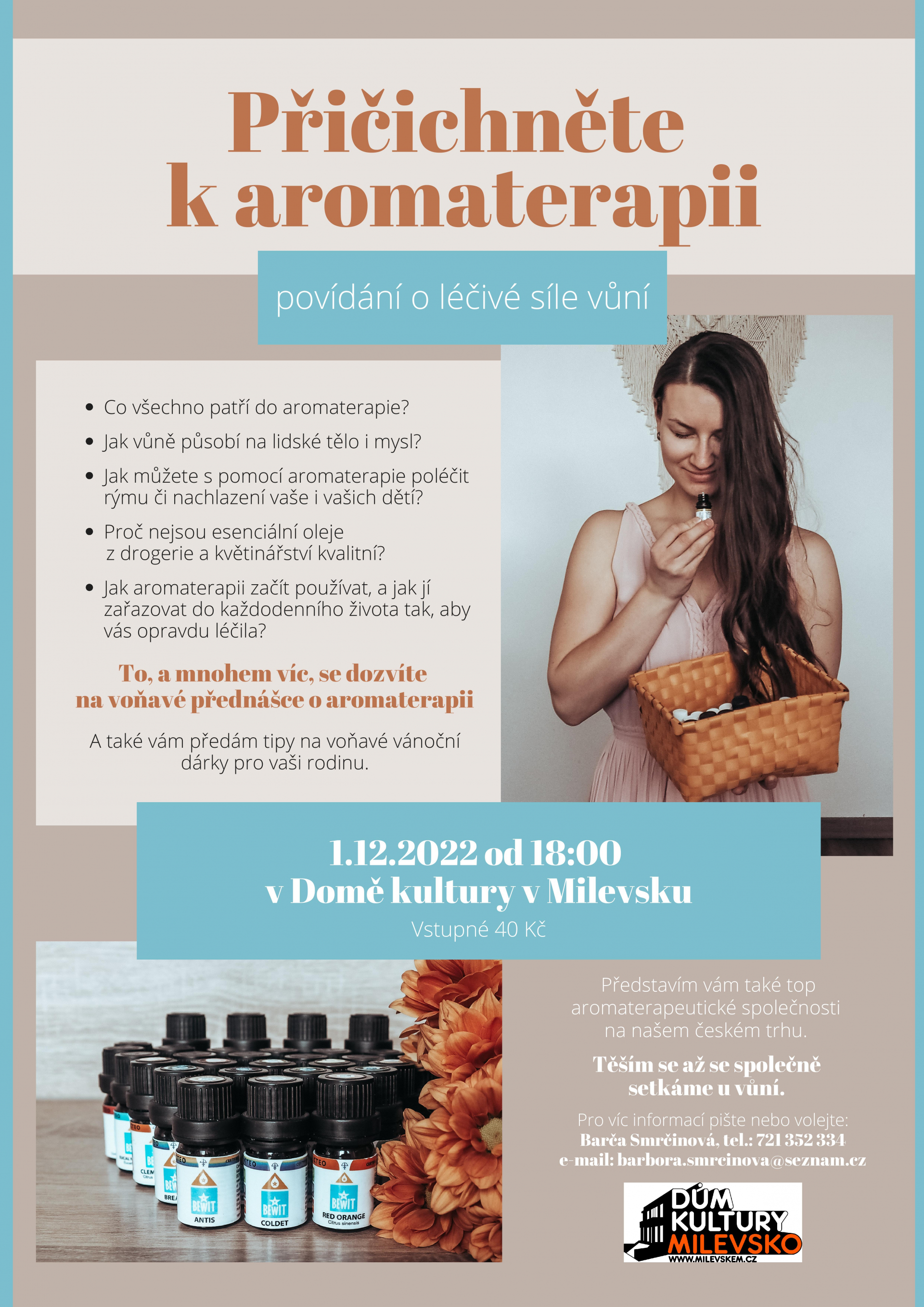Plakát Diskusně vzdělávací večer - Přičichněte k aromaterapii