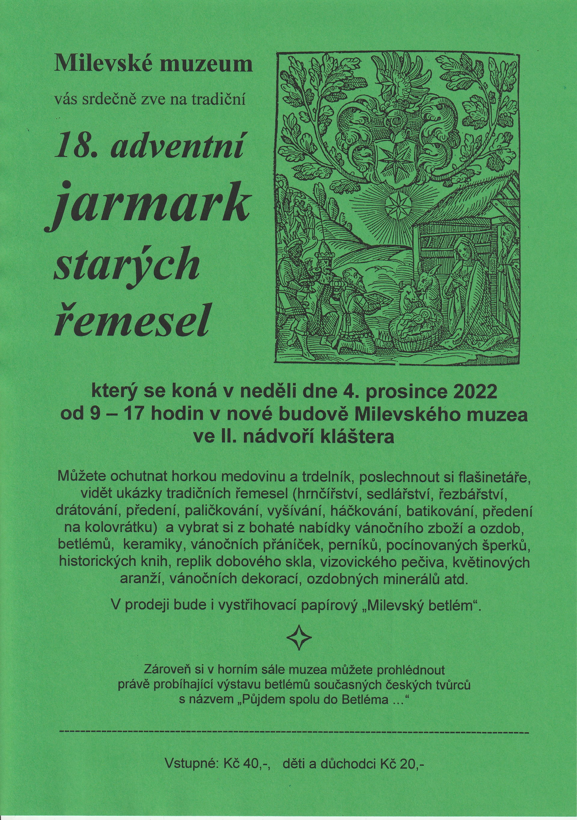 Plakát 18. adventní jarmark starých řemesel