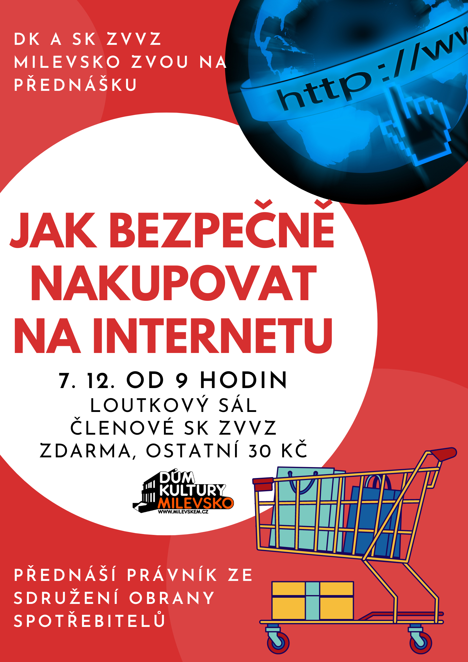 Plakát Přednáška SK ZVVZ Milevsko - Jak bezpečně nakupovat na internetu