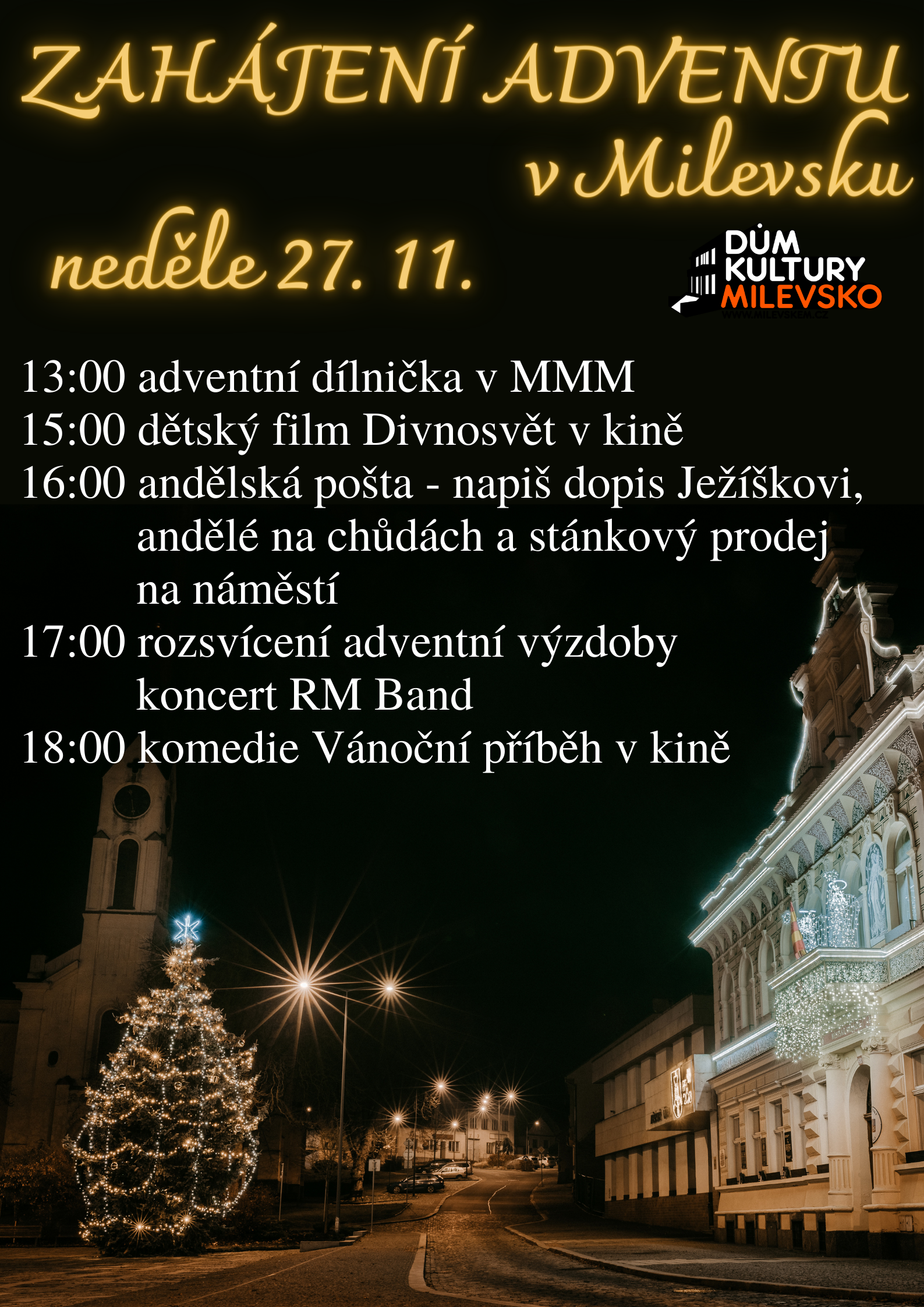 Plakát Zahájení adventu v Milevsku
