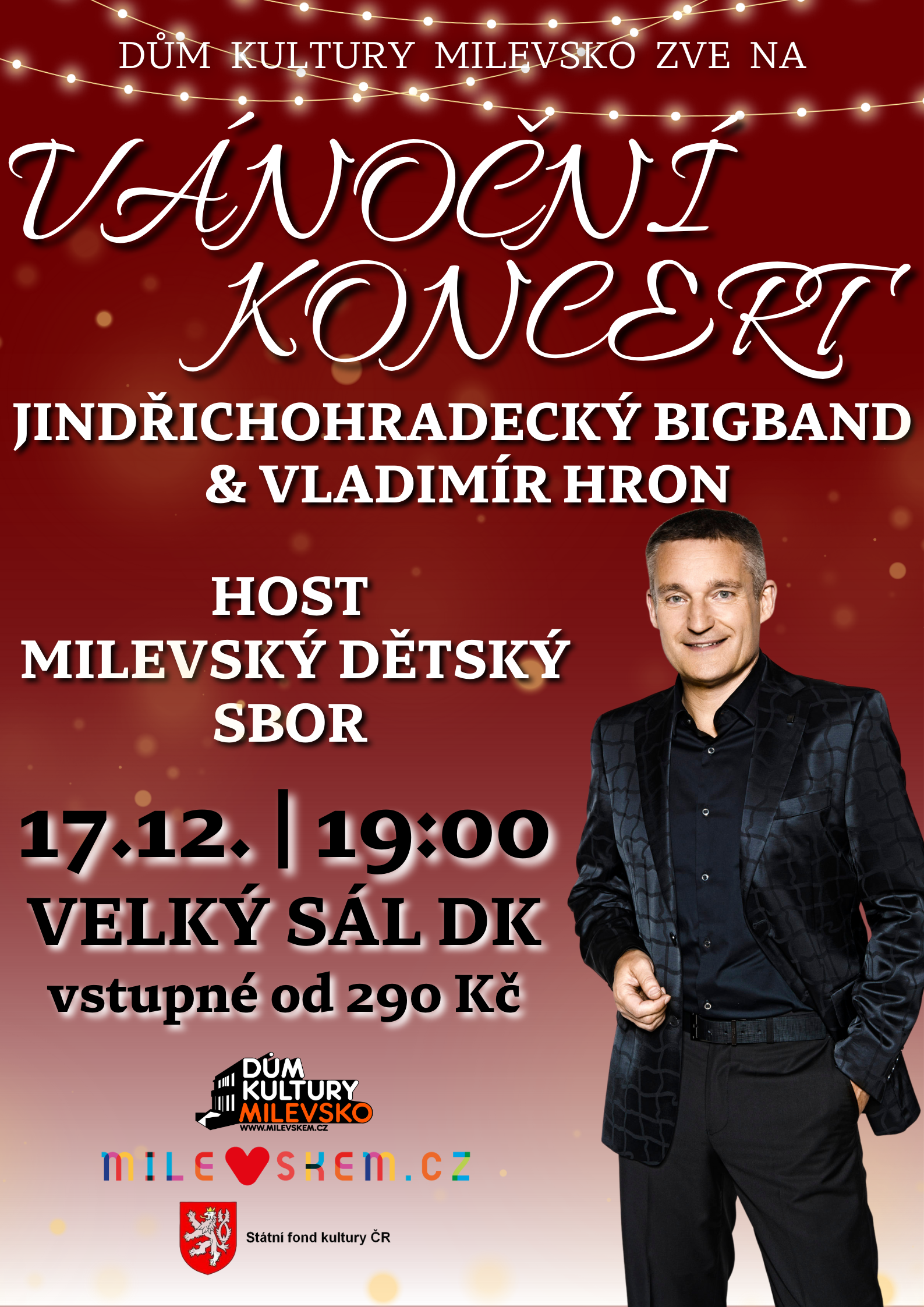 Plakát Vánoční koncert - Jindřichohradecký Bigband a Vladimír Hron