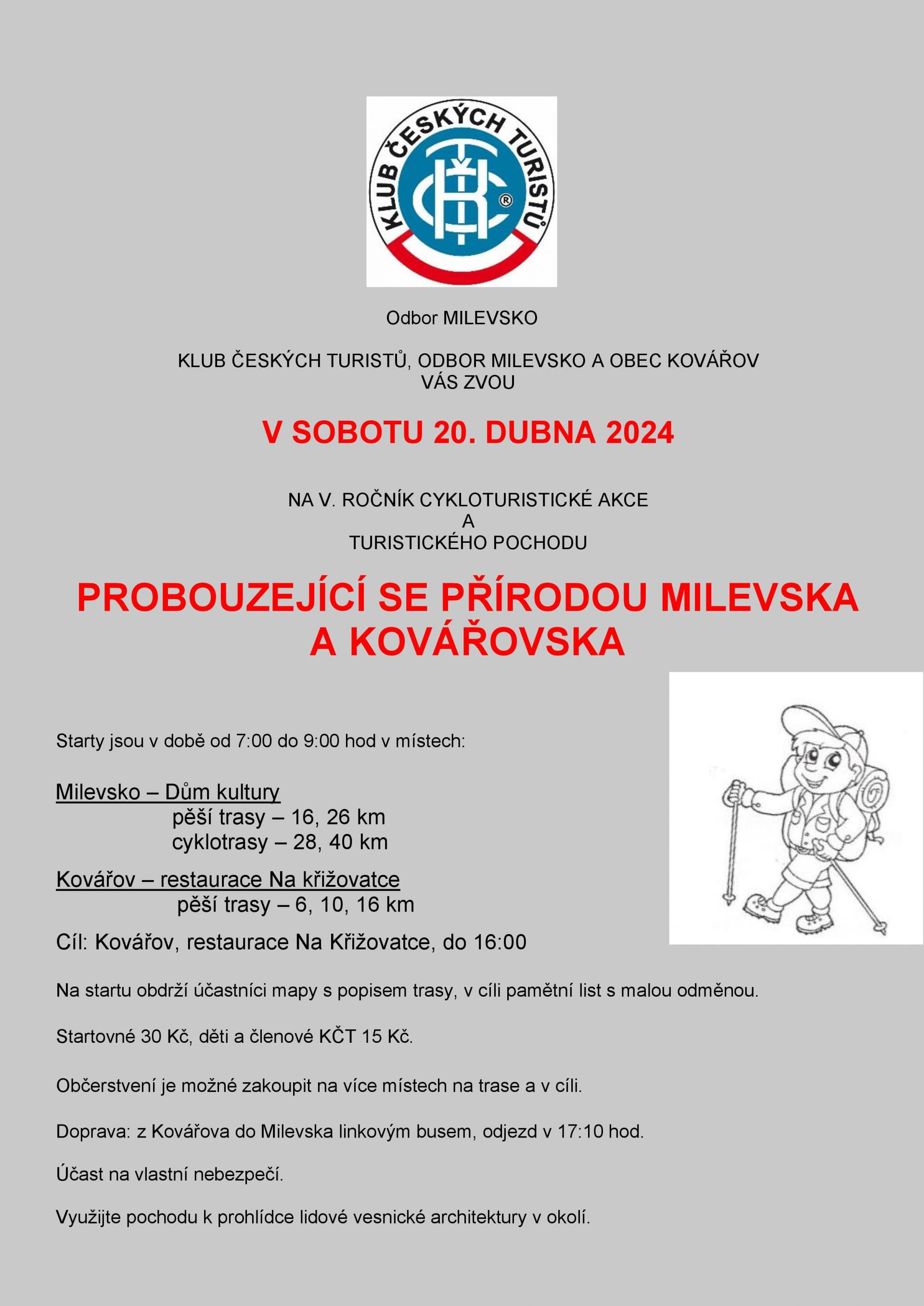 Plakát Pochod probouzející se přírodou Milevska a Kovářovska