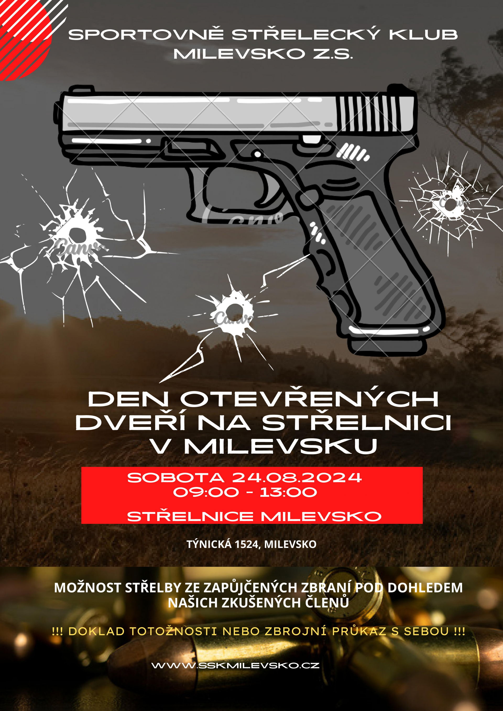 Plakát Den otevřených dveří na střelnici v Milevsku