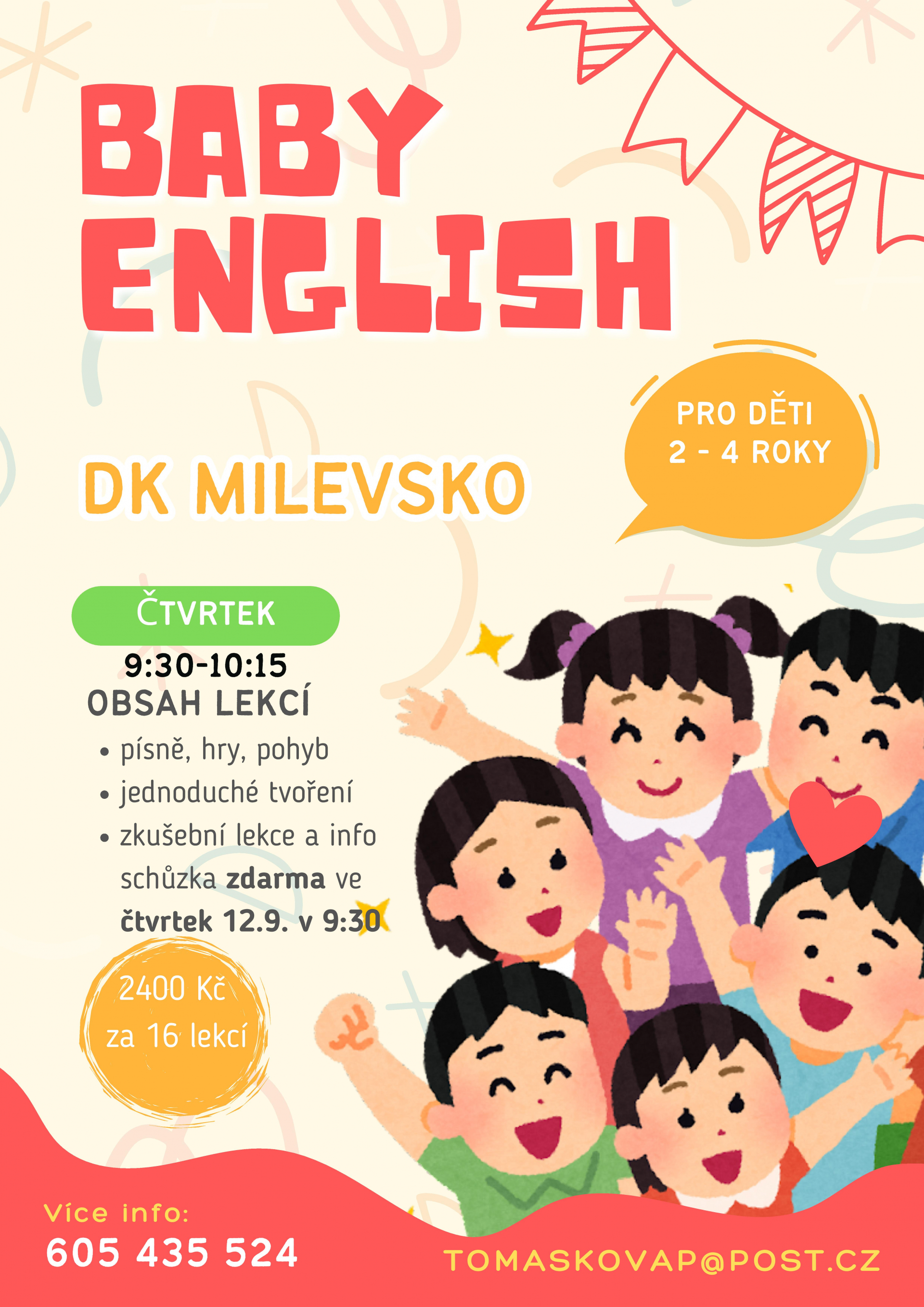 Plakát Baby English - info schůzka a ukázková lekce zdarma