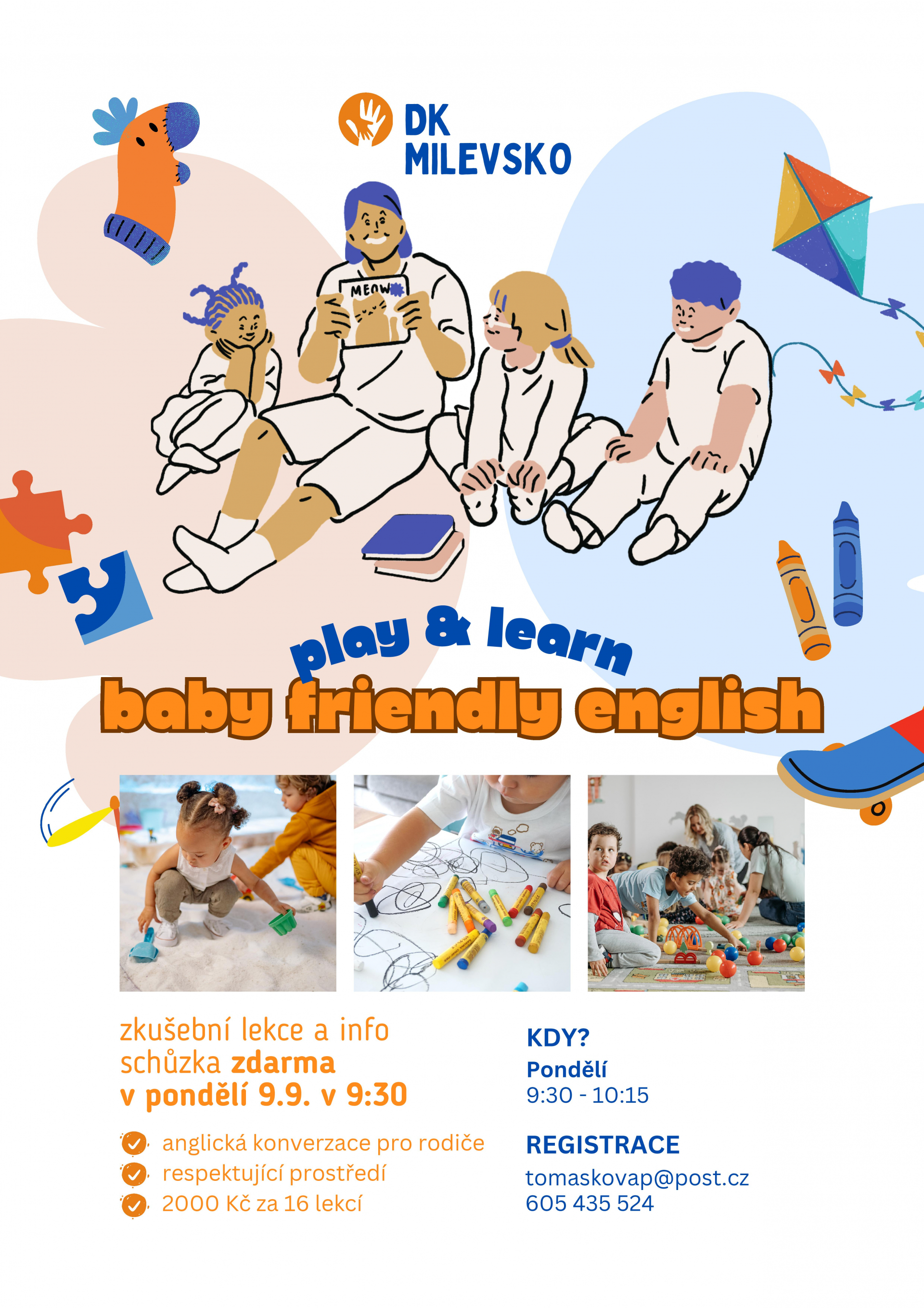 Plakát Baby Friendly English - info schůzka a ukázková lekce zdarma