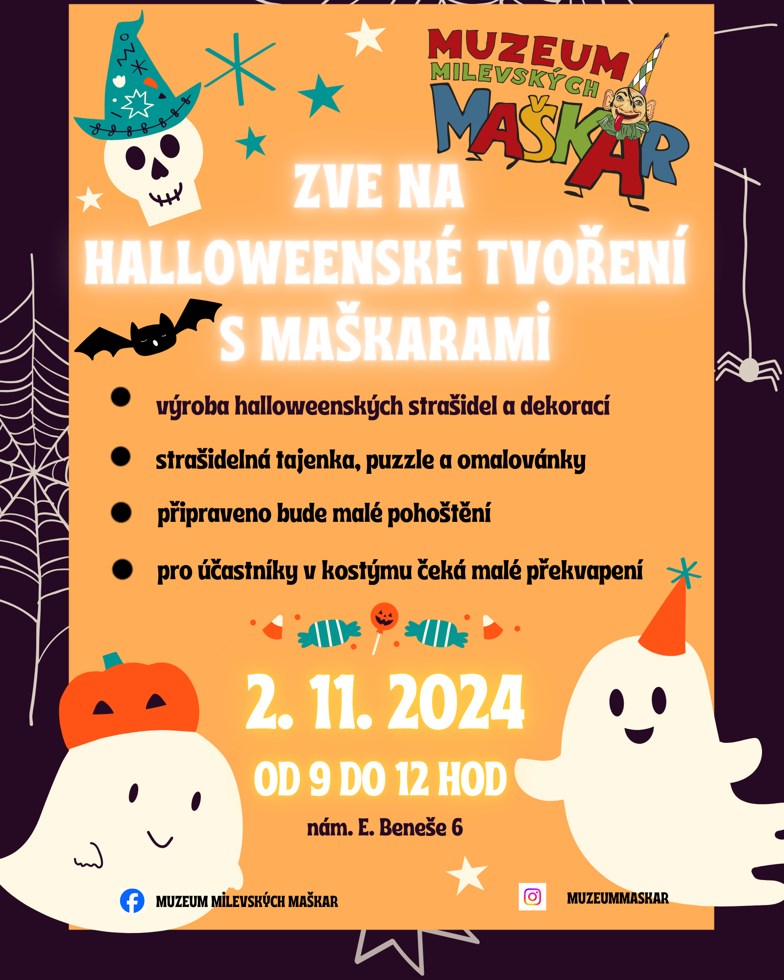 Plakát Halloweenské tvoření s maškarami 