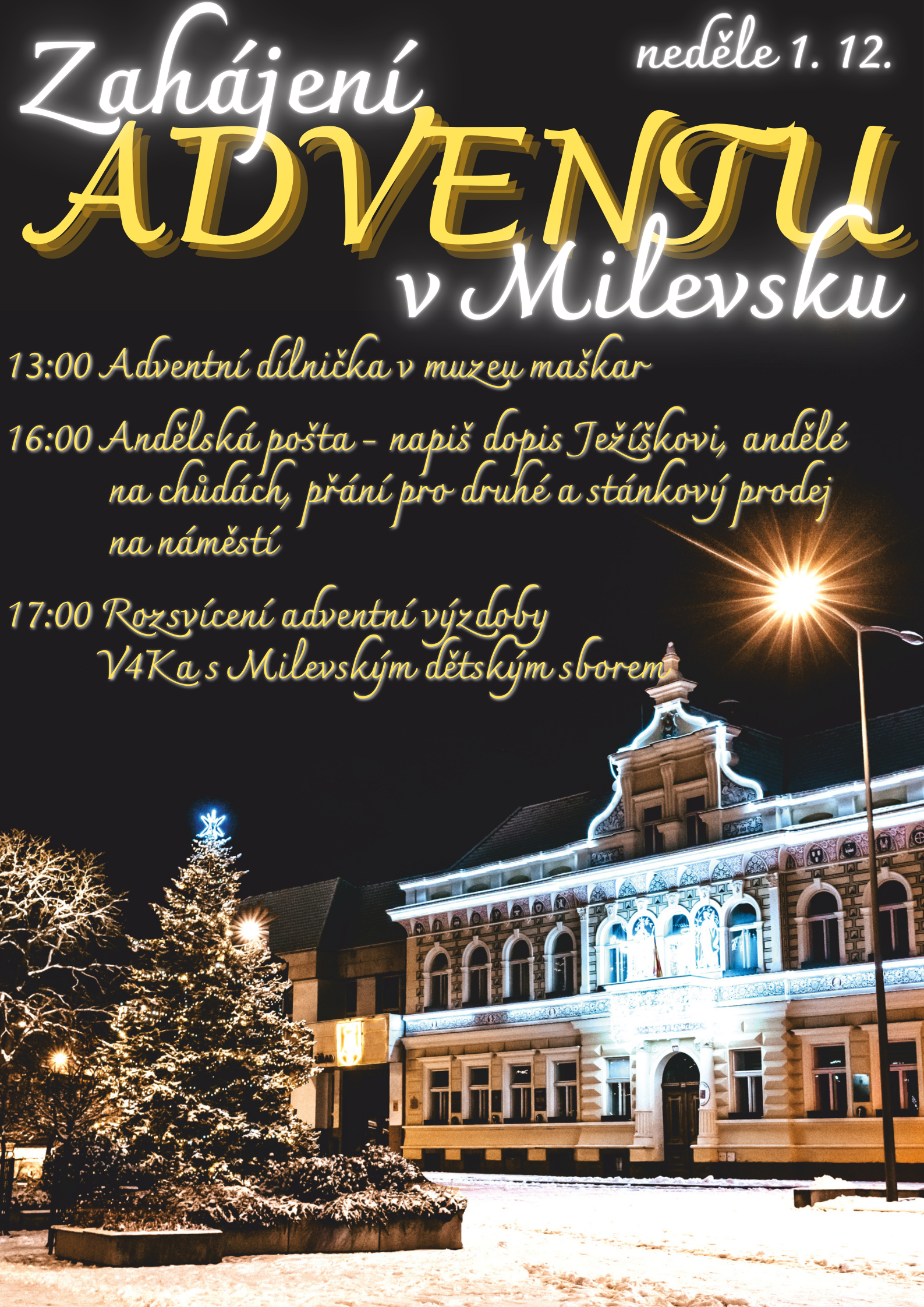 Plakát Zahájení adventu v Milevsku