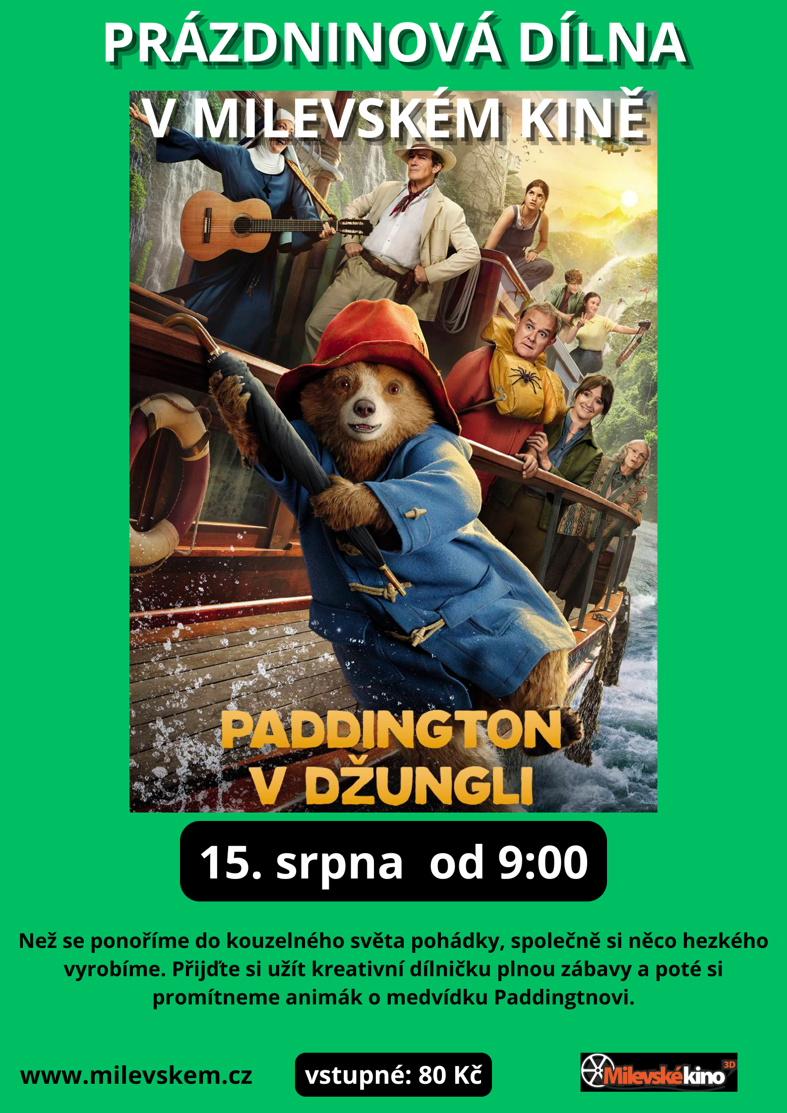 Plakát Prázdninová dílna + Paddington v džugli