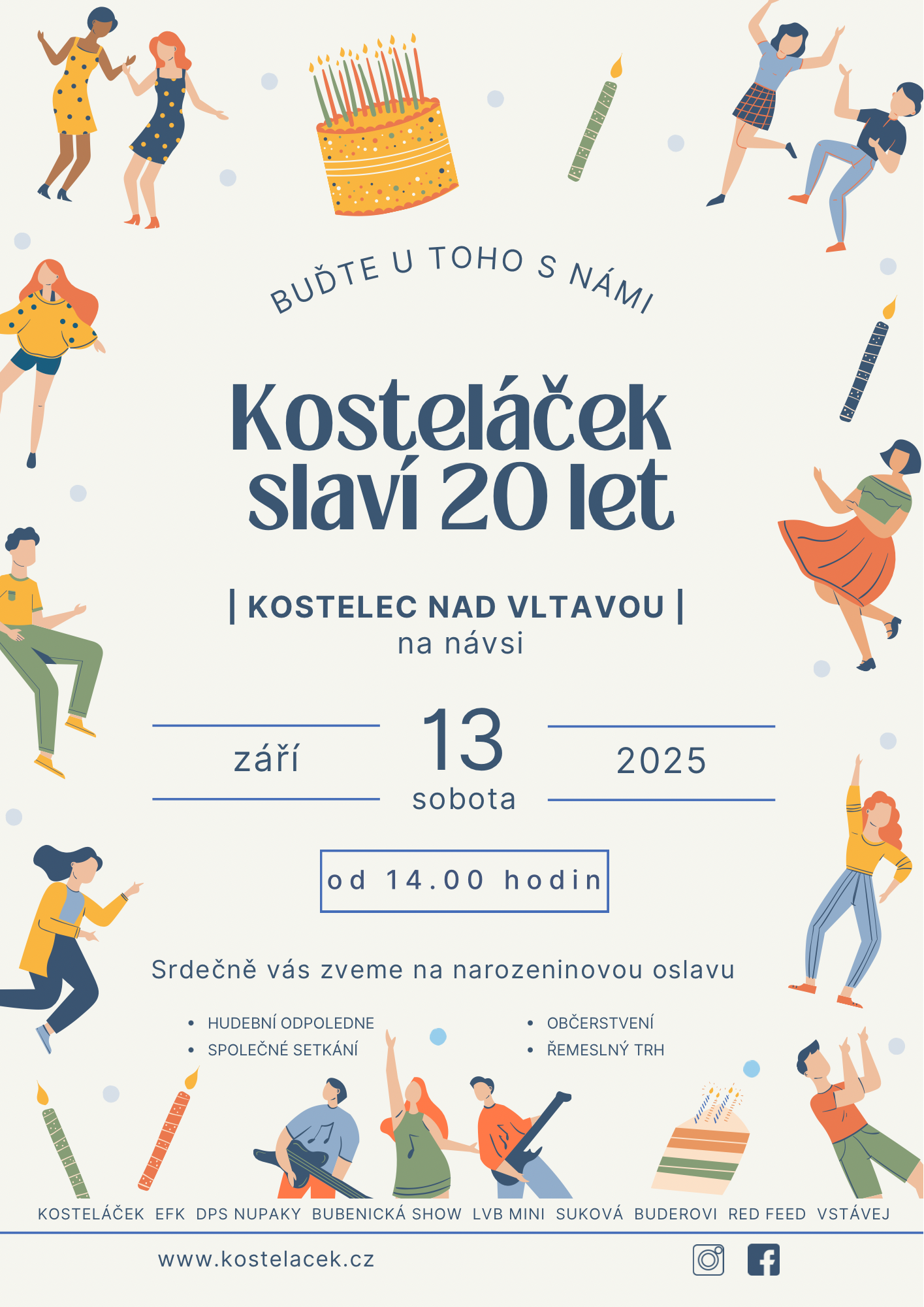 Plakát Kosteláček slaví 20 let – malý hudební svátek na návsi 
