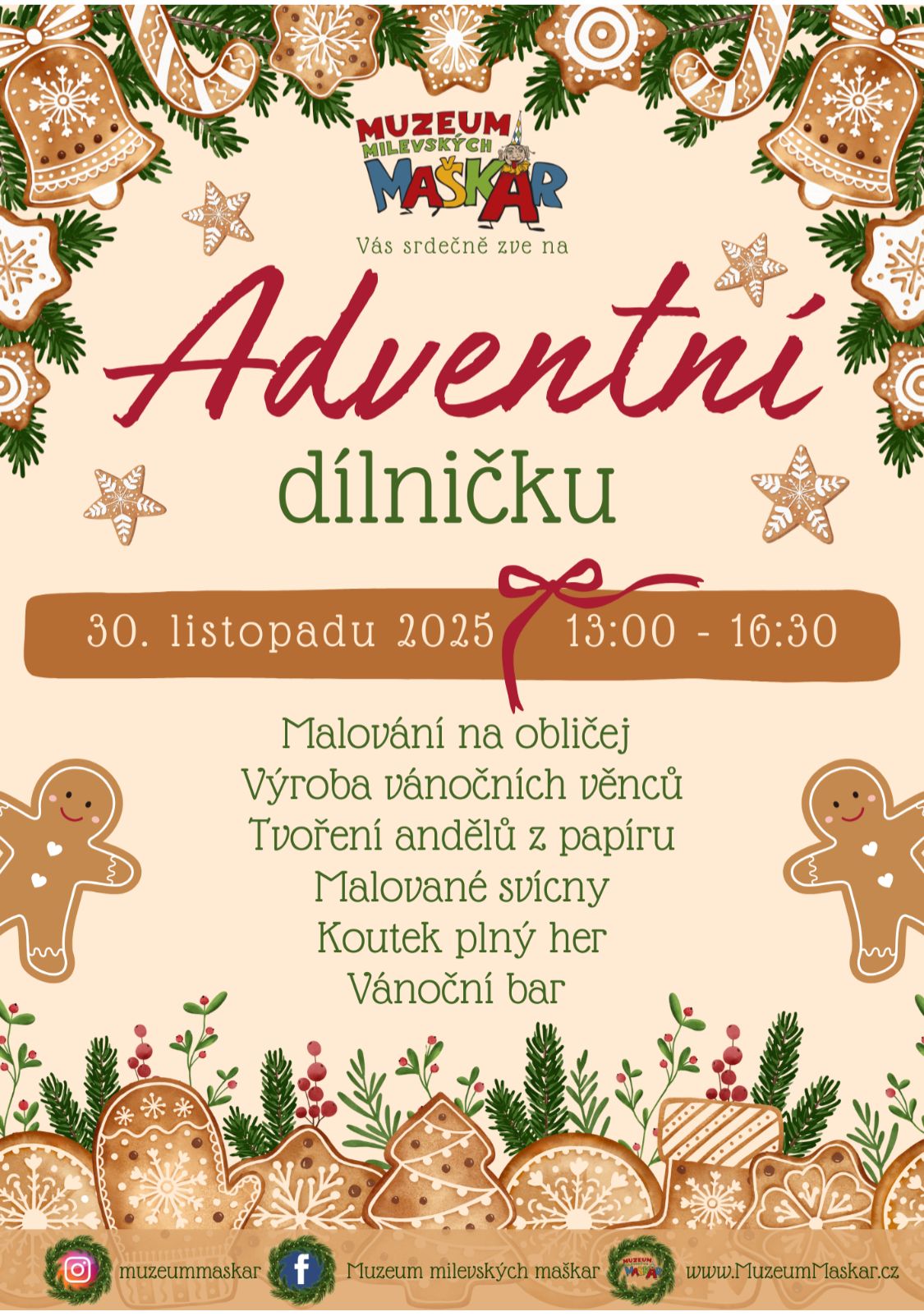 Plakát Adventní dílnička v Muzeu maškar