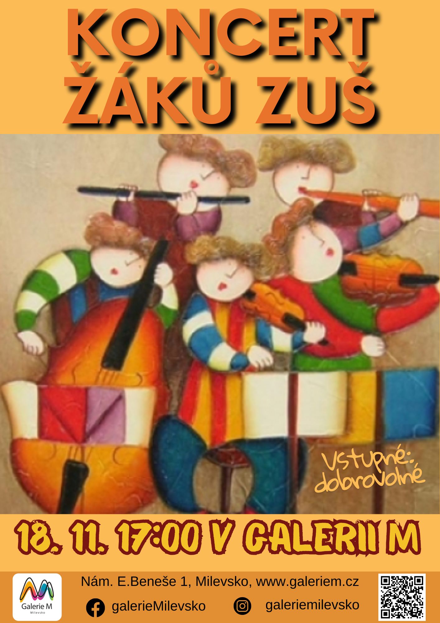 Plakát Koncert žáků ZUŠ Milevsko