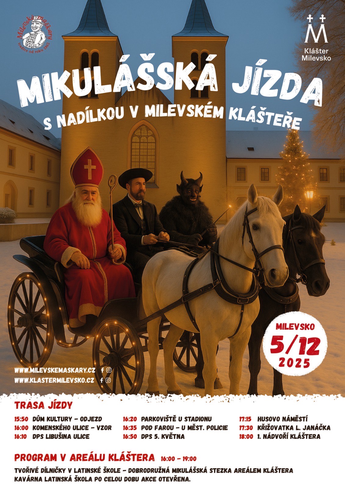 Plakát Mikulášská jízda s nadílkou v milevském klášteře