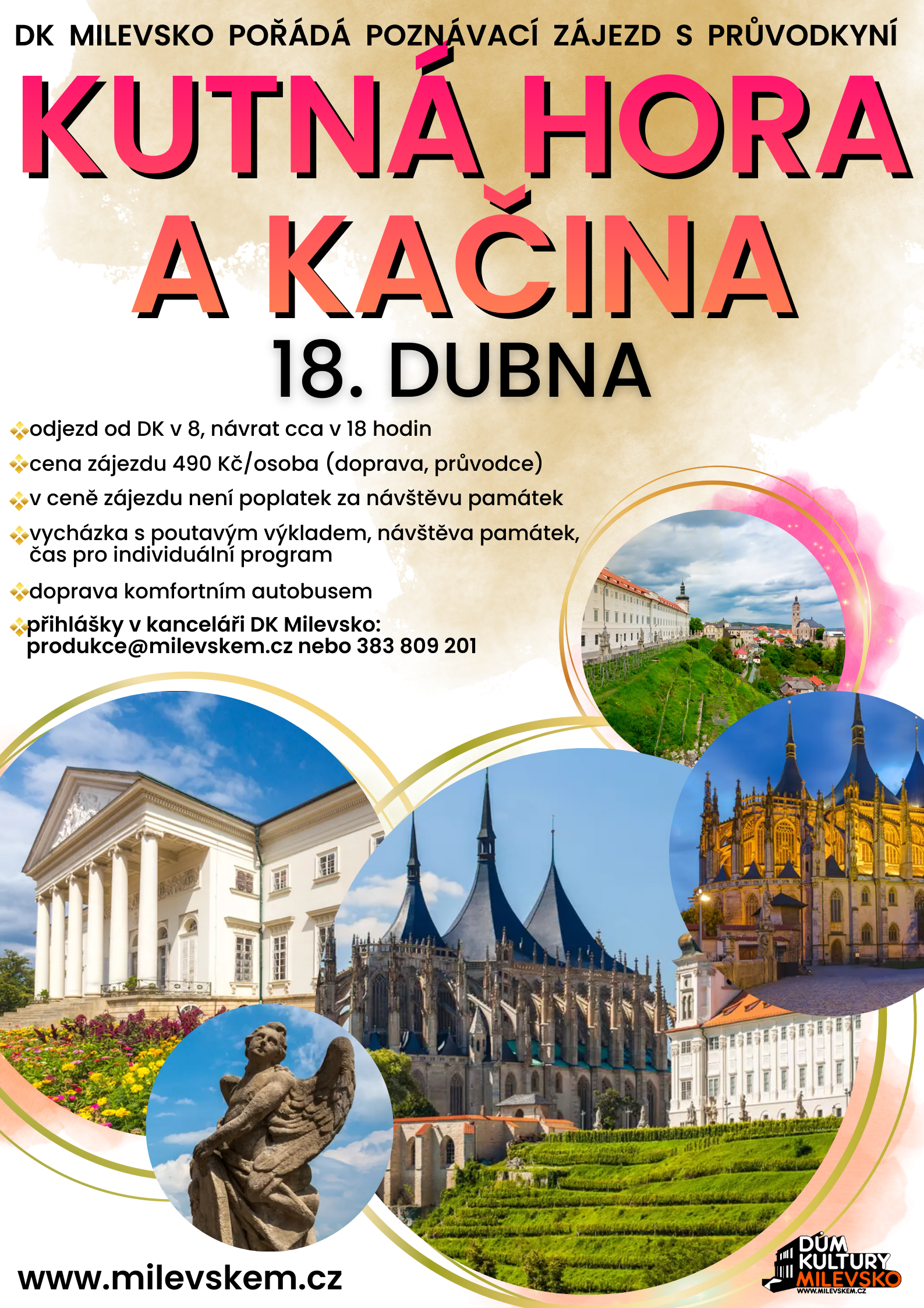 Plakát OBSAZENO - Poznávací zájezd - Kutná Hora a Kačina