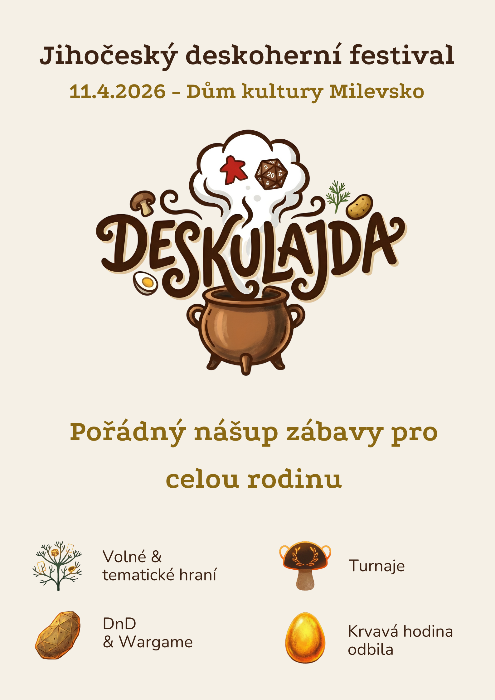 Plakát Deskulajda - 1. jihočeský deskoherní festival