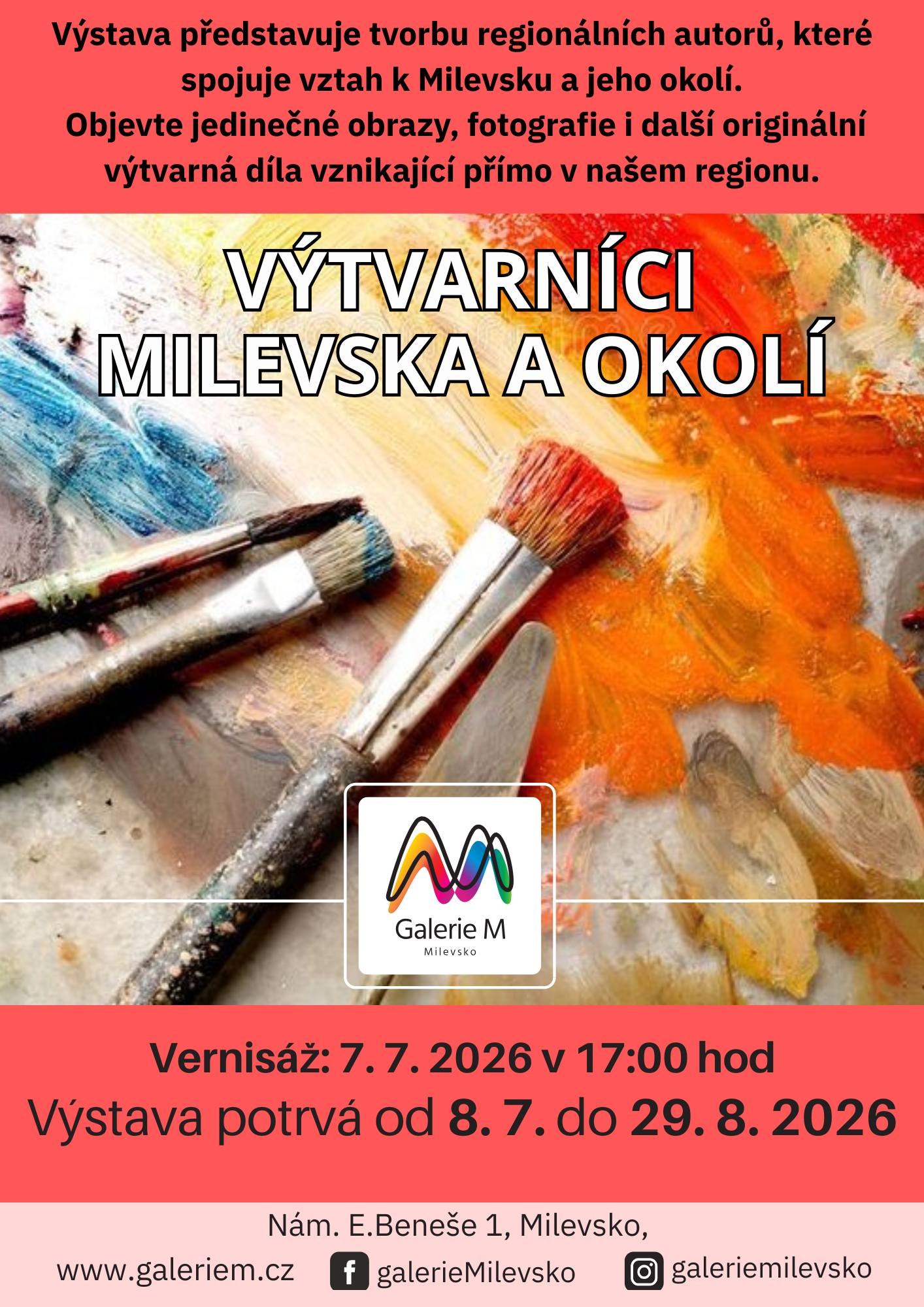 Plakát Vernisáž výstavy Výtvarníci Milevska a okolí