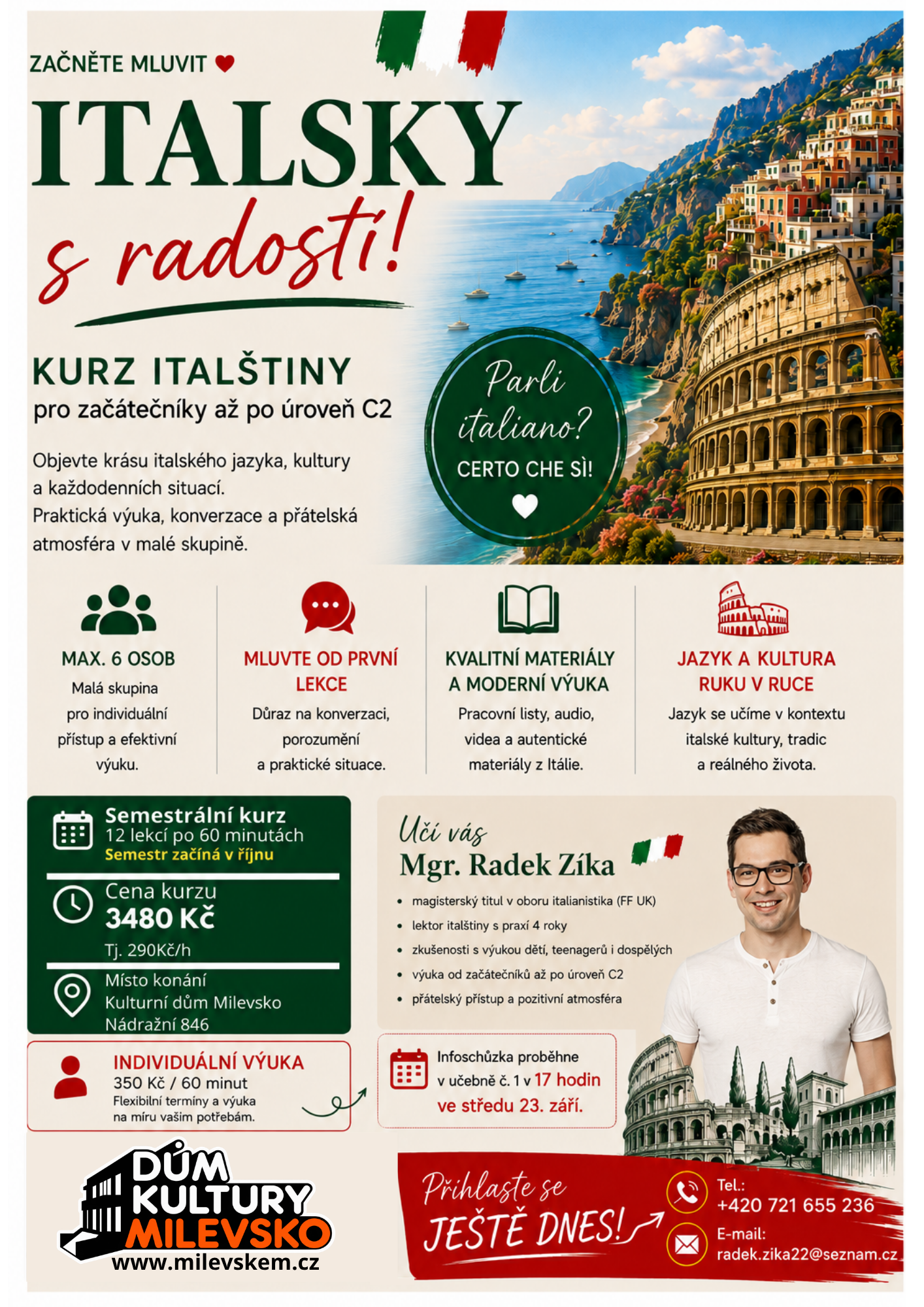Plakát Kurz italského jazyka pro dospělé - NOVINKA