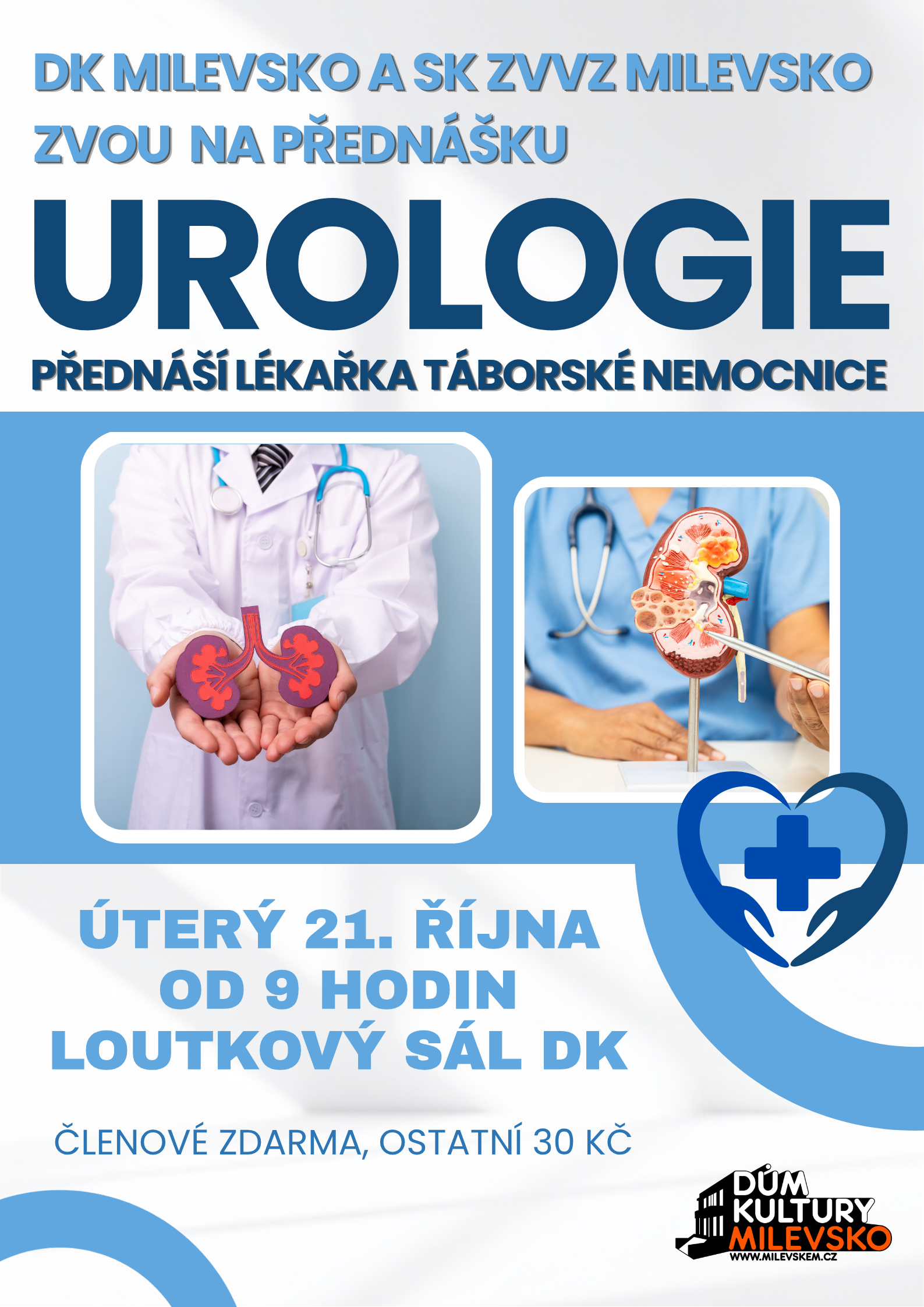 Plakát SK ZVVZ Milevsko - Přednáška Urologie