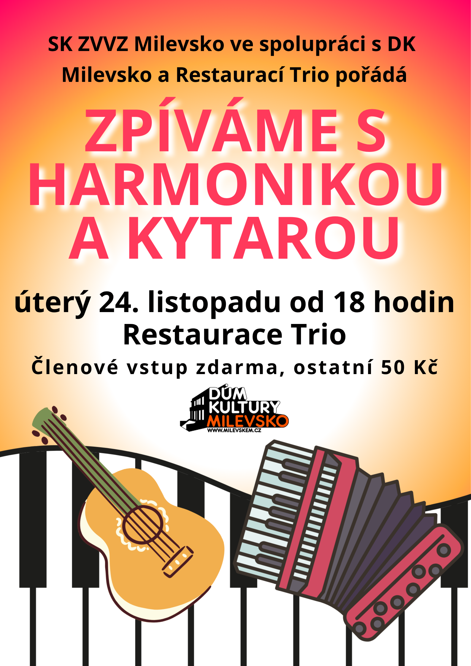 Plakát Zpíváme s harmonikou a kytarou