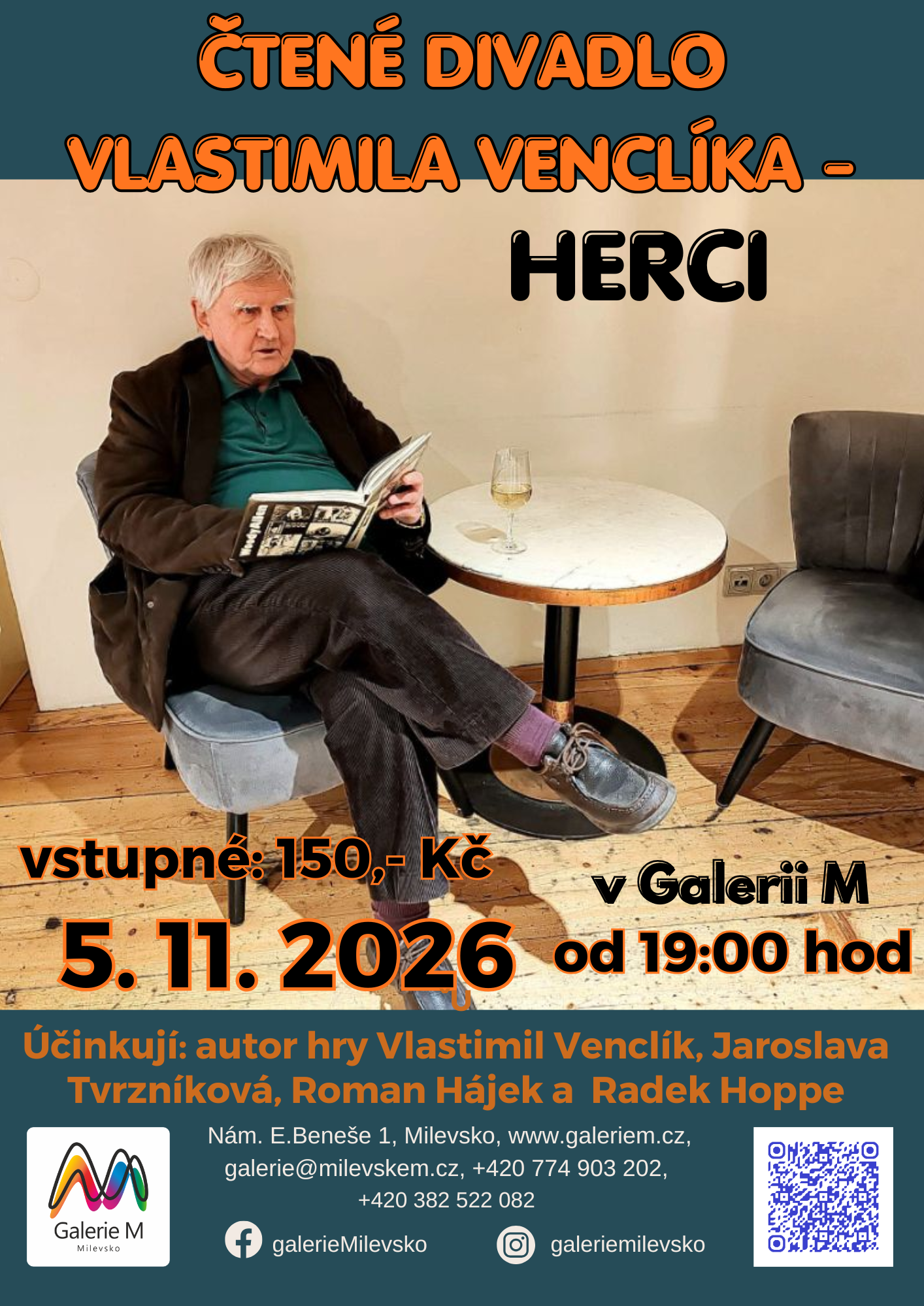 Plakát: Herci - čtené divadlo Vlastimila Venclíka